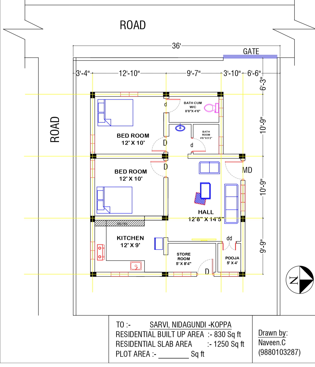 Proposed Residential Building 3D Elevation Model belongs to Revathi Prasad,Naregal